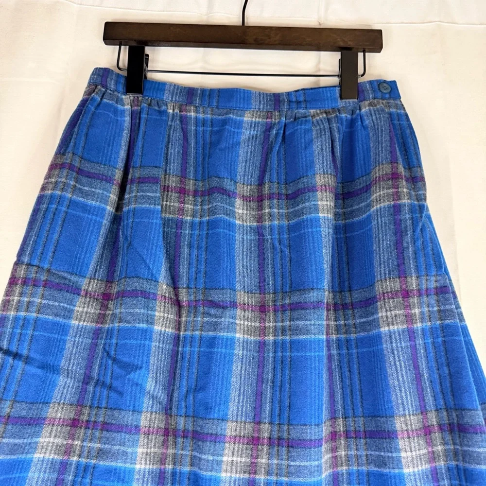 PENDLETON Women’s Size 14 Skirt Midi length Lined 100% Wool Plaid VINTAGE 80s